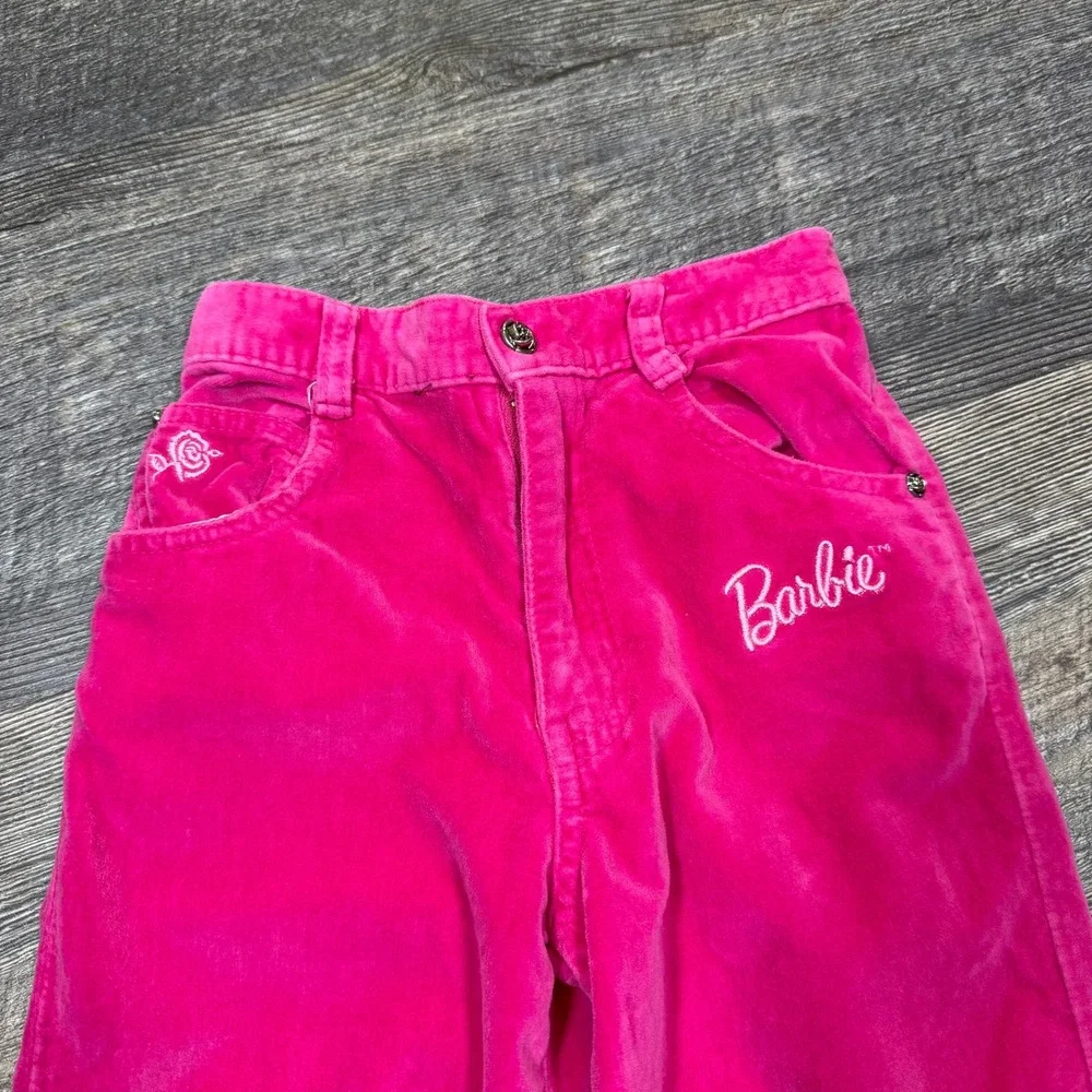 Vintage 1997‎ Barbie Hot Pink Velvet Corduroy Pants Kids Size 5